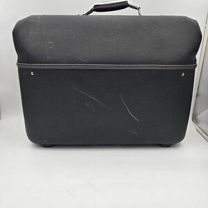 Vintage American Tourister Black Vinyl Suitcase Hard-Shell 1960s Classic Luggage